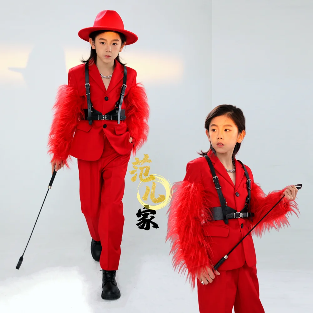 Red Feather Suit Children Performance Clothes K-pop Stage Outfits Jazz Dance Costumes For kids Stage Wear Runway wear
Red Feather Suit Children Performance Clothes K-pop Stage Outfits Jazz Dance Costumes For kids Stage Wear Runway wear