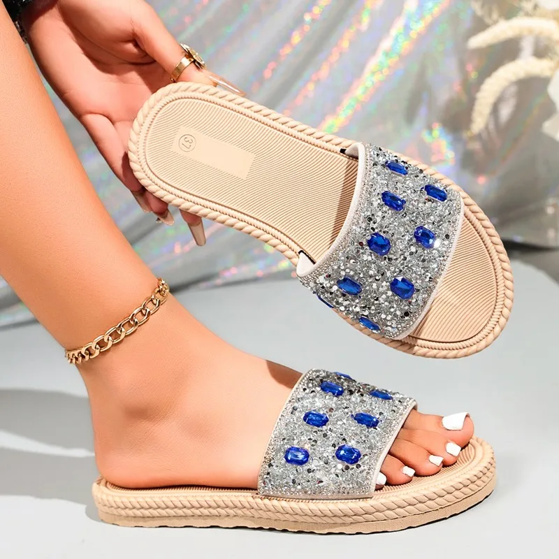Summer New Fashion Women's Flat Square Toe Sequin Outdoor One-strap Sandals and Slippers
Summer New Fashion Women's Flat Square Toe Sequin Outdoor One-strap Sandals and Slippers