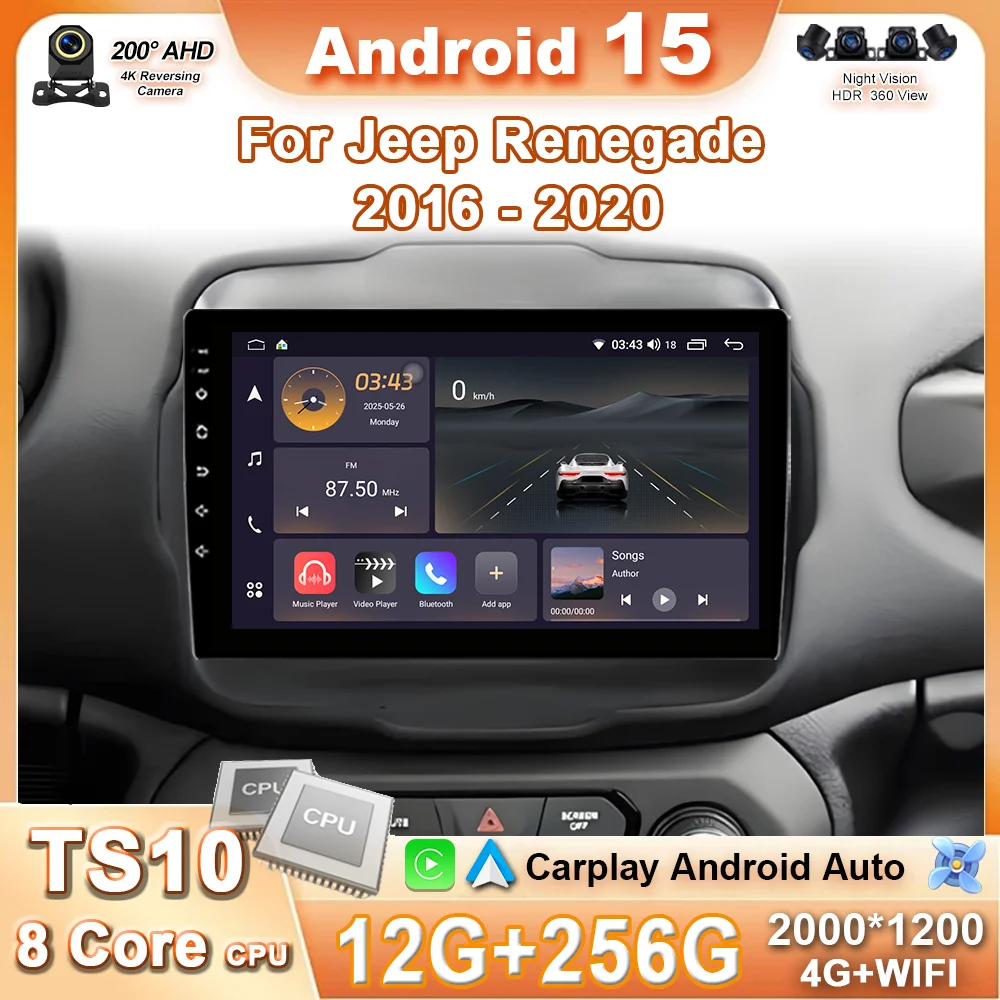 For Jeep Renegade 2014 - 2018 Android Auto Carplay Car Radio Stereo Multimedia Video Player GPS Navigation 5G WiFi BT Head Unit
For Jeep Renegade 2014 - 2018 Android Auto Carplay Car Radio Stereo Multimedia Video Player GPS Navigation 5G WiFi BT Head Unit