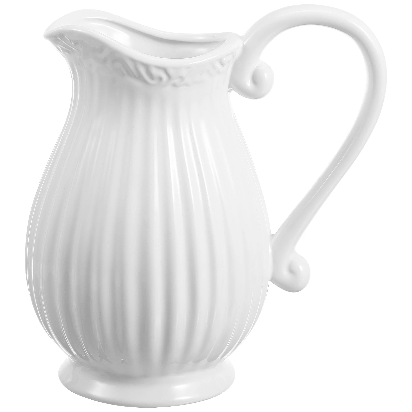 White Striped Vase Country Pitcher Vases French Decorative Pitches for Flower Rustic Urn Farmhouse Floral Arrangement
White Striped Vase Country Pitcher Vases French Decorative Pitches for Flower Rustic Urn Farmhouse Floral Arrangement