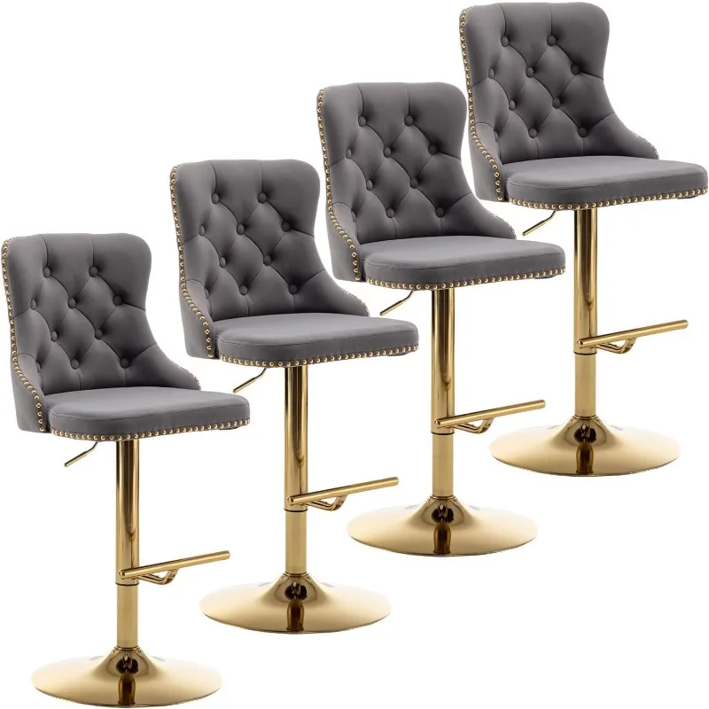 Velvet Bar Stools Set of 4, Swivel Counter Height Bar Stools with Nailheads Trim and Button, Adjustable Barstools for Kitchen
Velvet Bar Stools Set of 4, Swivel Counter Height Bar Stools with Nailheads Trim and Button, Adjustable Barstools for Kitchen