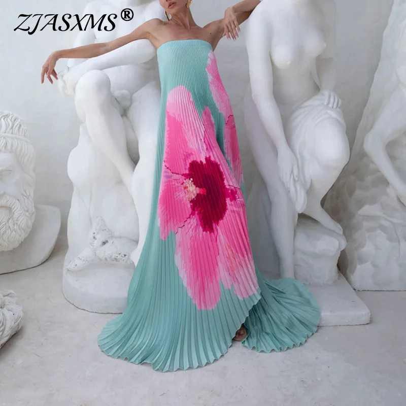 Boho Style Floral Print Long Holiday Dress Woman Sexy Strapless Backless Pleated Maxi Dress Spring Summer Hollow Out Party Dress
Boho Style Floral Print Long Holiday Dress Woman Sexy Strapless Backless Pleated Maxi Dress Spring Summer Hollow Out Party Dress