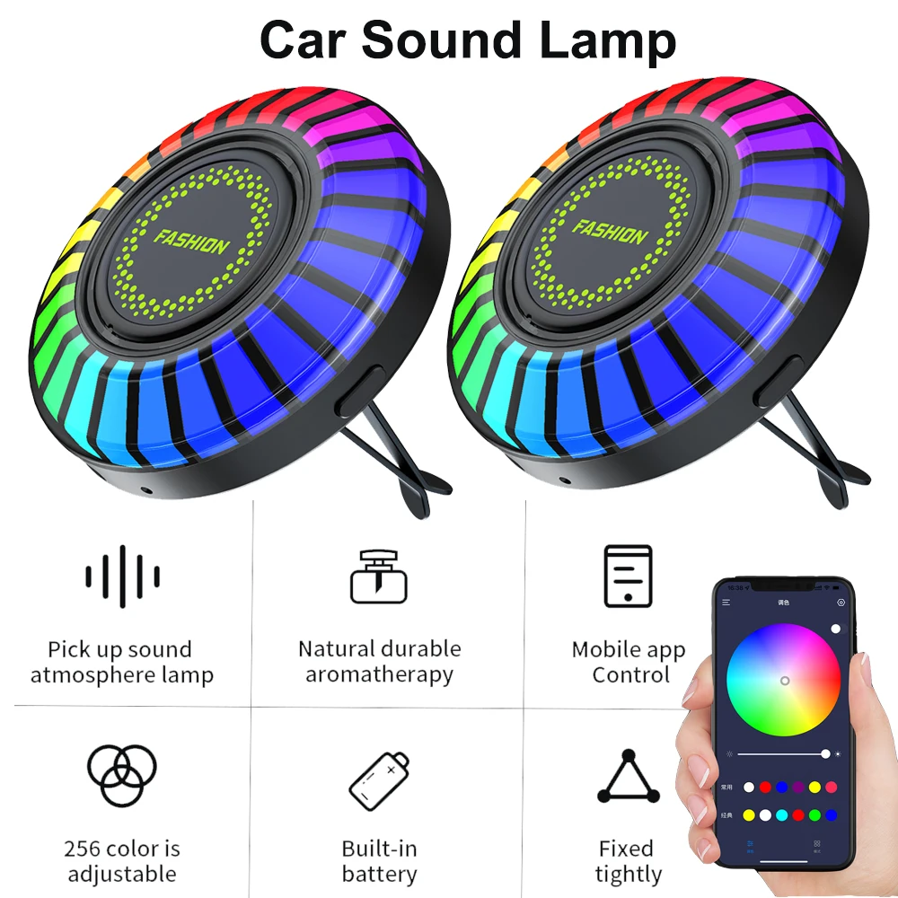 App Control Car Music Rhythm Lamp RGB LED Strip Sound Control Voice Rhythm Atmosphere Light Car Air Freshener 256 Colors Option
App Control Car Music Rhythm Lamp RGB LED Strip Sound Control Voice Rhythm Atmosphere Light Car Air Freshener 256 Colors Option