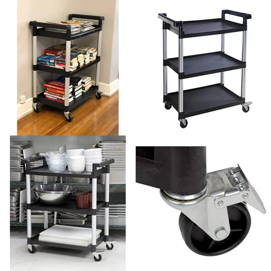 3-Shelf Utility Plastic Cart with Wheels-225 Lbs Maximum Capacity ,It features durable injection-molded polypropylene shelves that are easy to clean, do not sag, are resistant to rust and do not easily get stained., Black
3-Shelf Utility Plastic Cart with Wheels-225 Lbs Maximum Capacity ,It features durable injection-molded polypropylene shelves that are easy to clean, do not sag, are resistant to rust and do not easily get stained., Black