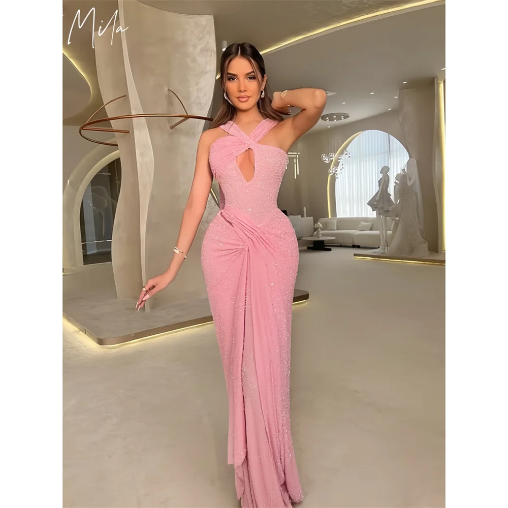Mila Halter Neck Mermaid Prom Dresses Cut-out Sleeveless Evening Dresses Floor-Length Shiny Sequins Customized Party Dresses
Mila Halter Neck Mermaid Prom Dresses Cut-out Sleeveless Evening Dresses Floor-Length Shiny Sequins Customized Party Dresses