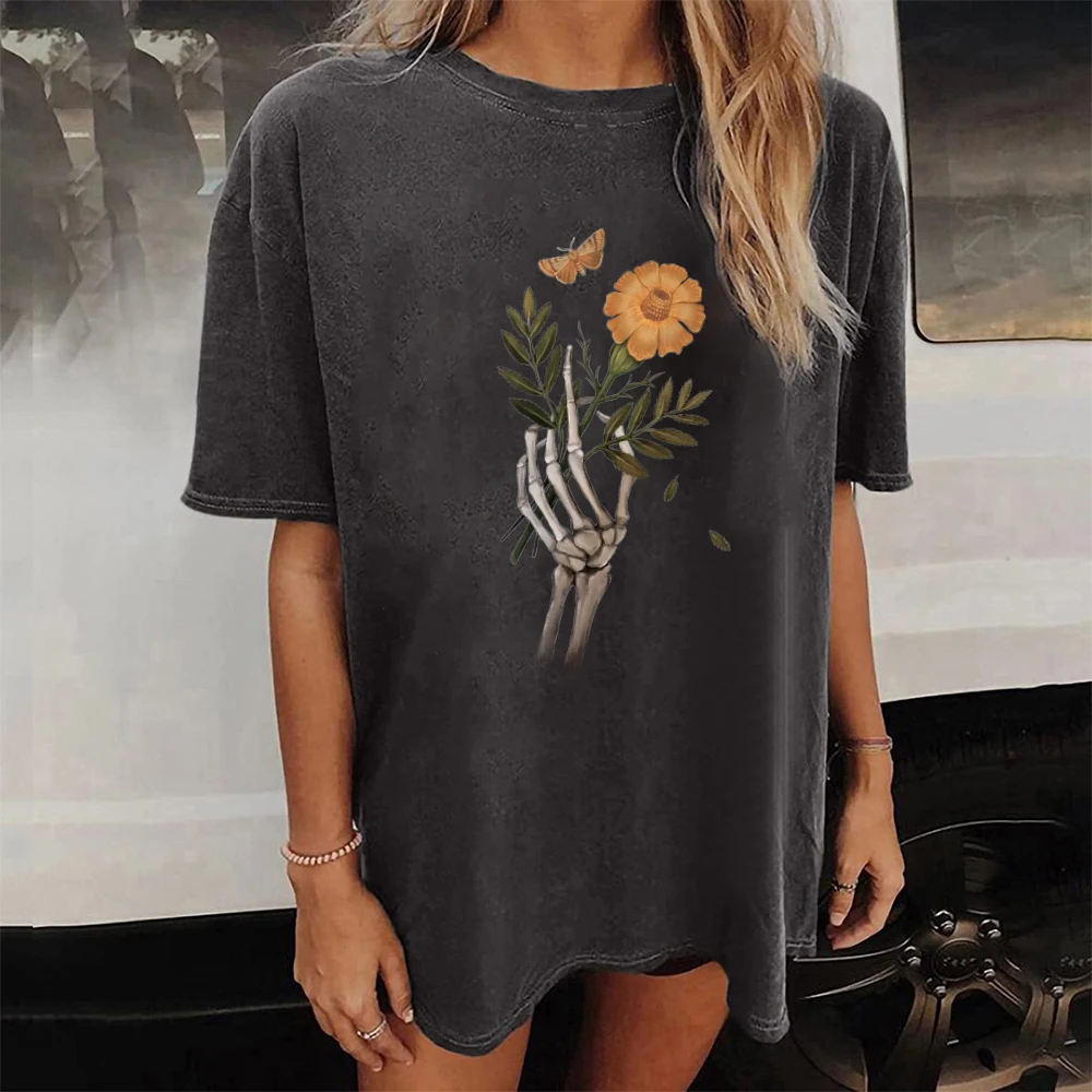 Seeyoushy Skeleton Skulls Hand Print Women T Shirt Drop Shoulder Short Sleeve Loose Vintage Tee Shirt Harajuku Halloween Tops
Seeyoushy Skeleton Skulls Hand Print Women T Shirt Drop Shoulder Short Sleeve Loose Vintage Tee Shirt Harajuku Halloween Tops
