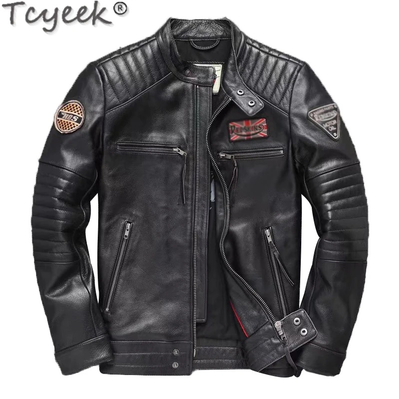 Genuine Leather Jacket Men Pure Cowhide Coat Autumn Fashion Casual Motorcycle Stand Collar Plus Size Straight Coat Chaquetas
Genuine Leather Jacket Men Pure Cowhide Coat Autumn Fashion Casual Motorcycle Stand Collar Plus Size Straight Coat Chaquetas
