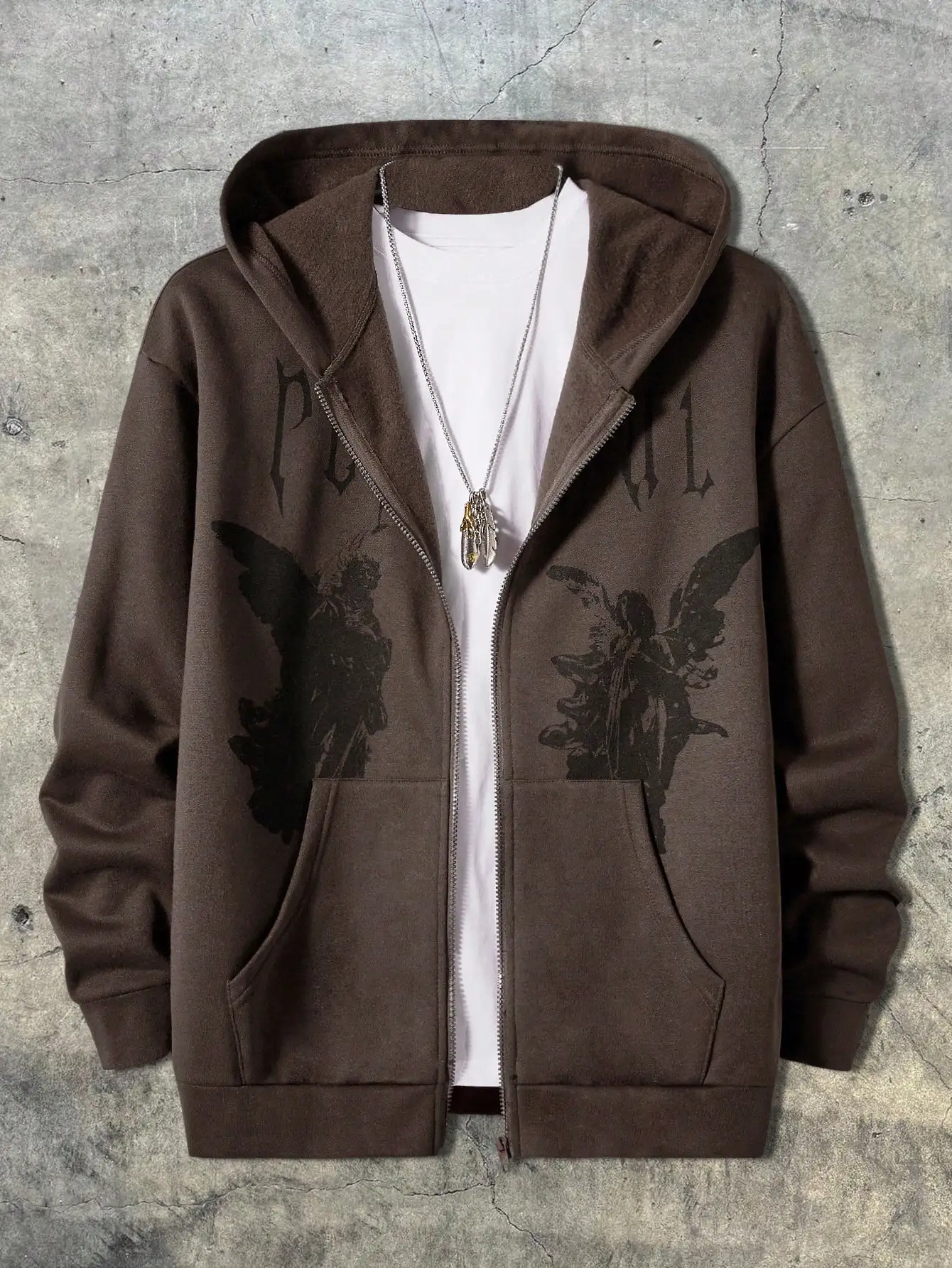 Loose Fit Men's Graphic Hoodie with Angel Wings Print, Casual Streetwear for Fall Winter
Loose Fit Men's Graphic Hoodie with Angel Wings Print, Casual Streetwear for Fall Winter