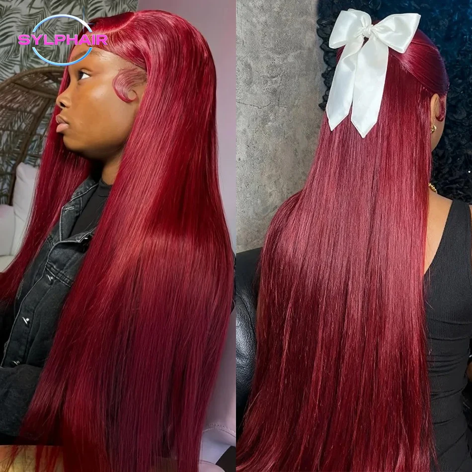99J Straight Burgundy Lace Front Wig Human Hair 13x4 Transparent Red Colored Lace Frontal Wigs for Women 13x6
99J Straight Burgundy Lace Front Wig Human Hair 13x4 Transparent Red Colored Lace Frontal Wigs for Women 13x6