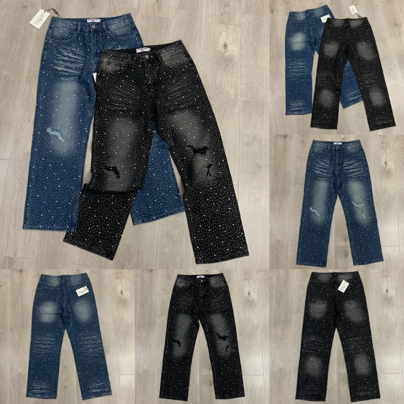2026 Street Trendy Fashion Men's Women's Loose Straight Beaded Denim Pants Vale Jeans High-Quality New Style Pants
2026 Street Trendy Fashion Men's Women's Loose Straight Beaded Denim Pants Vale Jeans High-Quality New Style Pants