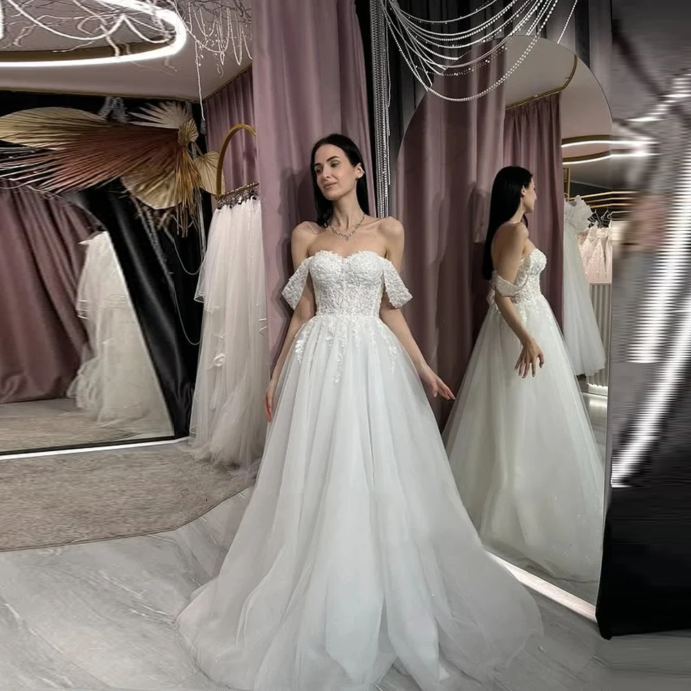 Off The Shoulder Women Wedding Dresses Elegant A-Line Backless Formal Sleeveless Floor Mopping Ball Vestido De Novia Customized
Off The Shoulder Women Wedding Dresses Elegant A-Line Backless Formal Sleeveless Floor Mopping Ball Vestido De Novia Customized