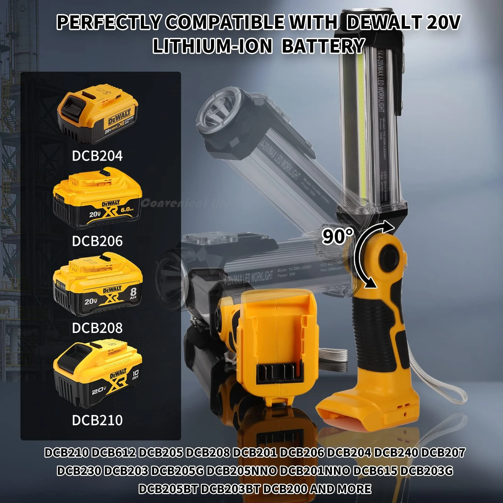 Cordless LED Work Light for Dewalt 20V MAX Lithium Battery 25W 2000LM Floodlight Spotlight Flashlight with Dual USB Port Camping
Cordless LED Work Light for Dewalt 20V MAX Lithium Battery 25W 2000LM Floodlight Spotlight Flashlight with Dual USB Port Camping