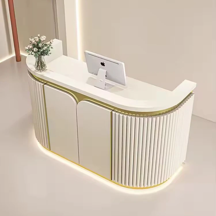 Modern Beauty Shop Grey Wooden Reception Table Spa Front Office Reception Desk Curved Reception Desk Beauty Salon Cash Register
Modern Beauty Shop Grey Wooden Reception Table Spa Front Office Reception Desk Curved Reception Desk Beauty Salon Cash Register