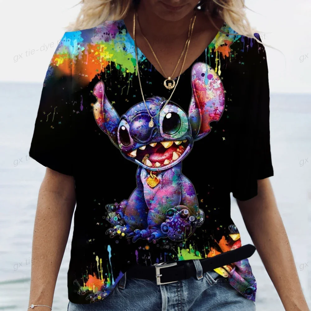 Summer V-neck T-shirt Loose and Comfortable Lilo&Stitch Printed Simple Fashion Street Women's T-shirt Daily Top Clothing
Summer V-neck T-shirt Loose and Comfortable Lilo&Stitch Printed Simple Fashion Street Women's T-shirt Daily Top Clothing