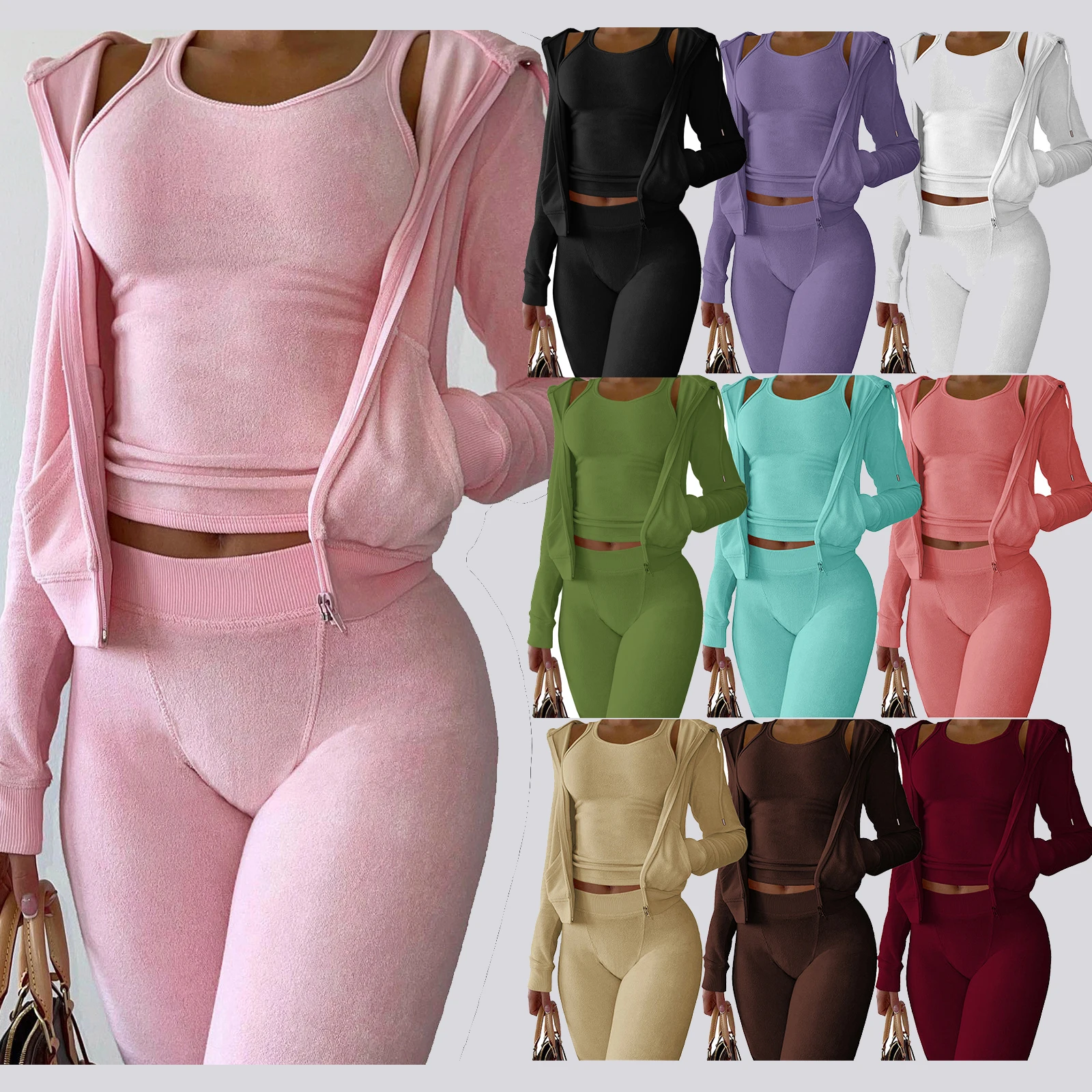 Cropped Jacket Tracksuit Two Piece Set Elegant 2 Pieces Sets Women Luxury Outfit Sweatsuit Velour Zip Up Hoodie Jackets
Cropped Jacket Tracksuit Two Piece Set Elegant 2 Pieces Sets Women Luxury Outfit Sweatsuit Velour Zip Up Hoodie Jackets