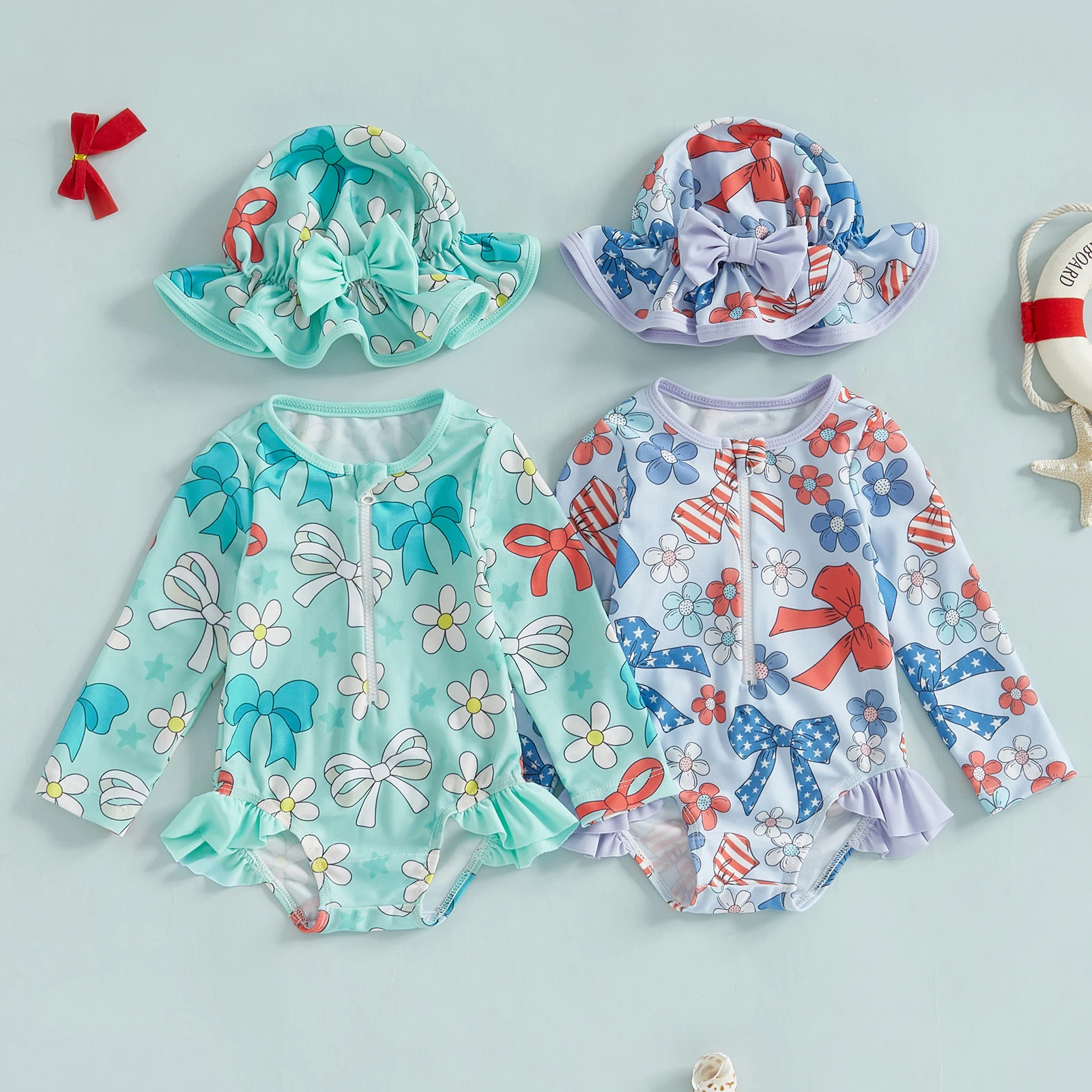 Baby Girl Rash Guard Swimsuit Long Sleeve Bow Floral Print Bathing Suit Infant Swimwear with Sun Hat
Baby Girl Rash Guard Swimsuit Long Sleeve Bow Floral Print Bathing Suit Infant Swimwear with Sun Hat
