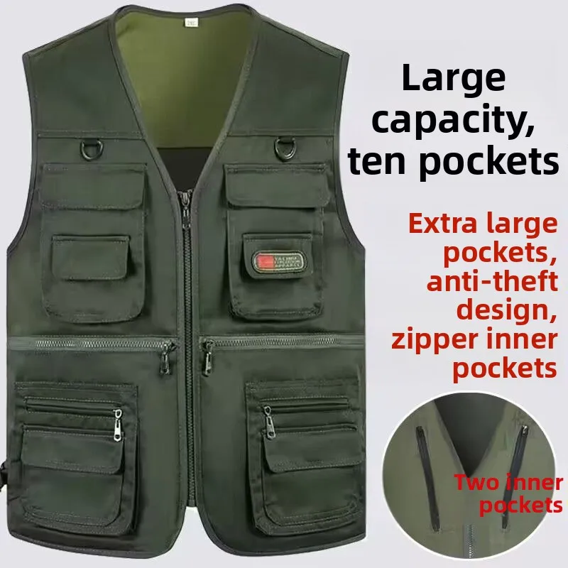 Men's Casual Fiing Outdoor Photoaphy Vest Spring Autumn Large Size Multi-ket Middle-Aged And ly Leisure Vest
Men's Casual Fiing Outdoor Photoaphy Vest Spring Autumn Large Size Multi-ket Middle-Aged And ly Leisure Vest