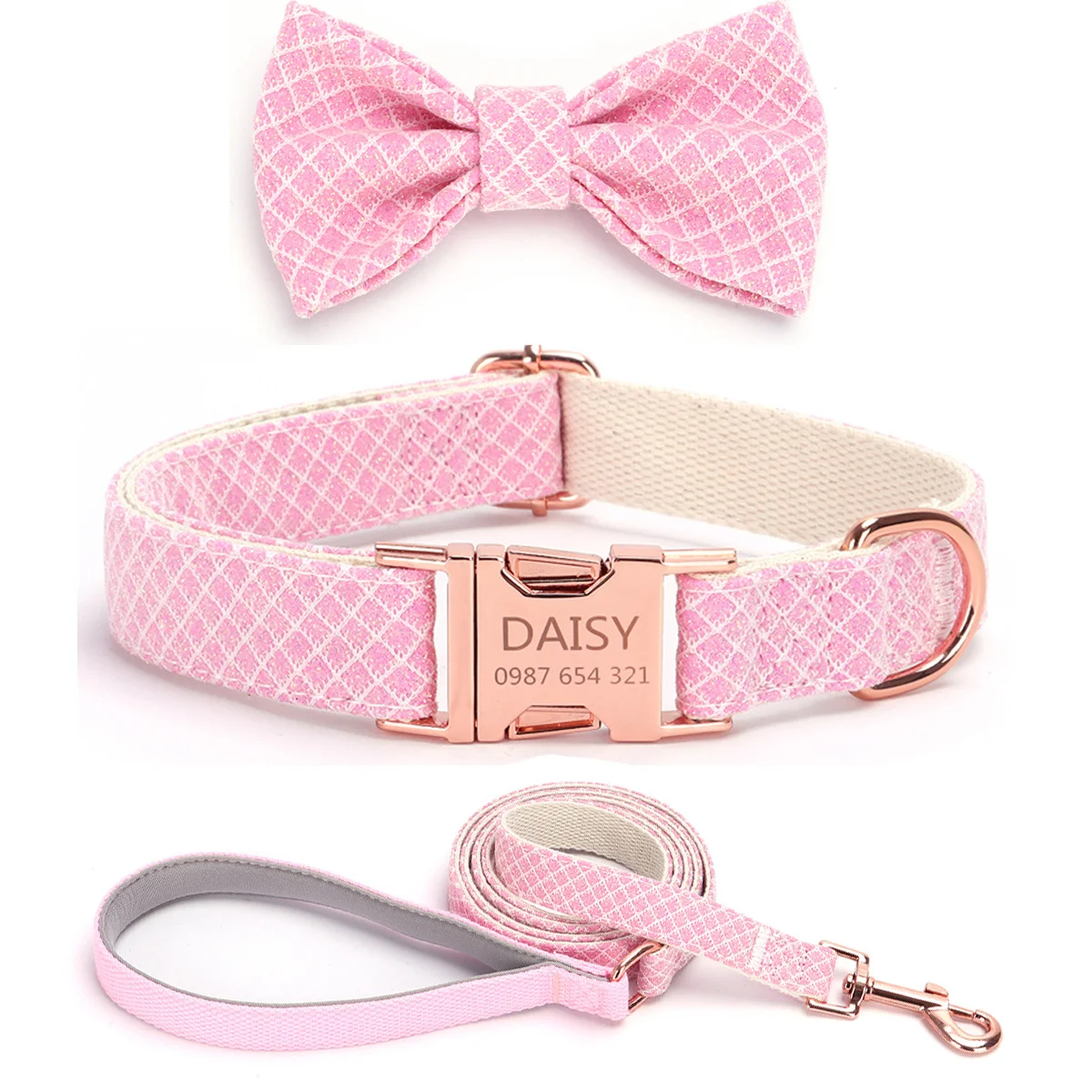 Customized Dog Collar Leash Set with Bow - Sparkling Pattern Durable Pet Collar with Metal Buckle Bling Design for Pets Supplies
Customized Dog Collar Leash Set with Bow - Sparkling Pattern Durable Pet Collar with Metal Buckle Bling Design for Pets Supplies