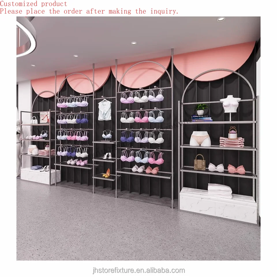 Store Design for Underwear Display Stand Stainless Steel Underwear and Bra Display Shelves Wall Mounted for Shop
Store Design for Underwear Display Stand Stainless Steel Underwear and Bra Display Shelves Wall Mounted for Shop