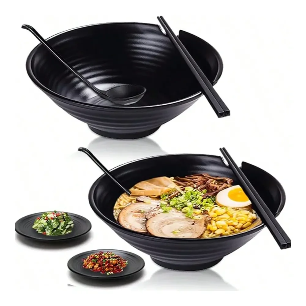 2Pack Ramen Bowl, 33 Oz Black Large Matte Melamine Bowl And Spoon With Chopsticks, Suitable For Pho Thai Miso Udon Or Asian Foo
2Pack Ramen Bowl, 33 Oz Black Large Matte Melamine Bowl And Spoon With Chopsticks, Suitable For Pho Thai Miso Udon Or Asian Foo