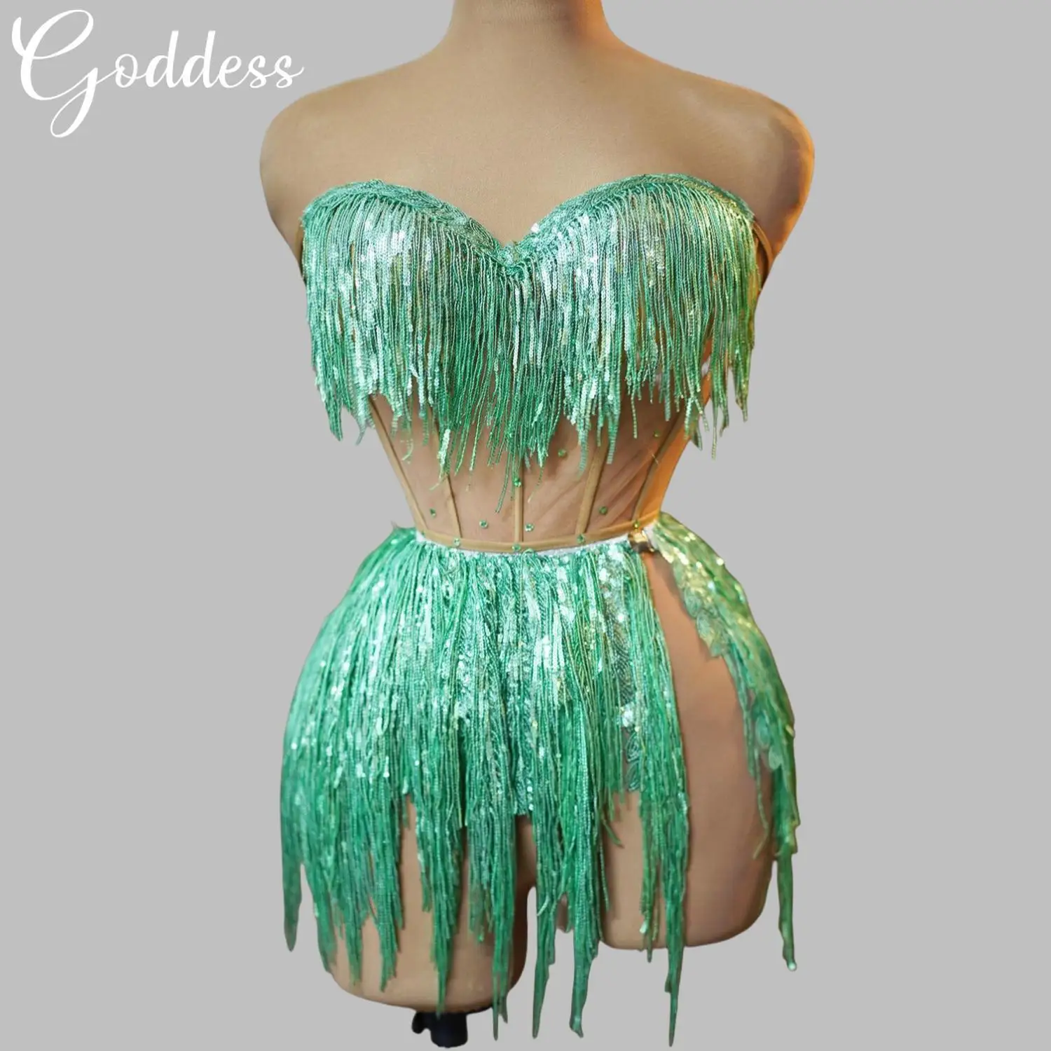 Green Fairy Tassels Birthday Party Nightclub Carnival Sexy Dance Sequins Performance Clothes Tie Straps Mini Skirt Xiaocao
Green Fairy Tassels Birthday Party Nightclub Carnival Sexy Dance Sequins Performance Clothes Tie Straps Mini Skirt Xiaocao