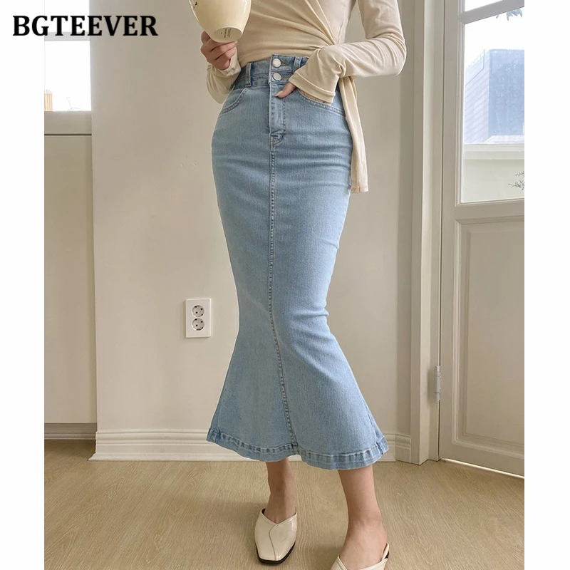 BGTEEVER Casual Slim Mermaid Denim Skirts Women Spring Summer High Waist Pockets Package Hip Jeans Skirts Women
BGTEEVER Casual Slim Mermaid Denim Skirts Women Spring Summer High Waist Pockets Package Hip Jeans Skirts Women