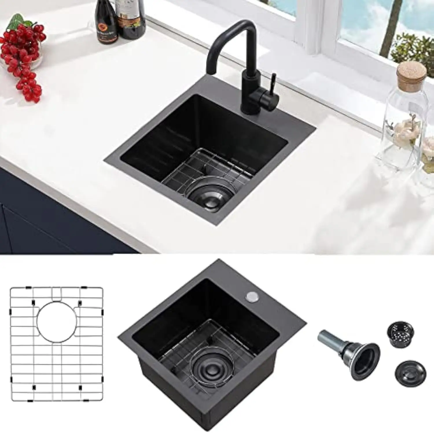 VCCUCINE Gunmetal Black Bar Sink Drop in, 13x15 Inch Topmount RV Small Kitchen Sink, Handmade Stainless Steel Wet Bar Sink, Out
VCCUCINE Gunmetal Black Bar Sink Drop in, 13x15 Inch Topmount RV Small Kitchen Sink, Handmade Stainless Steel Wet Bar Sink, Out
