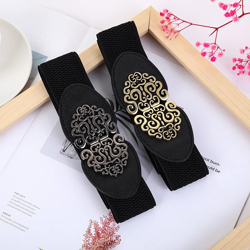Korean Fashion Ladies Decorated Elastic Wide Belt Buckle Dress Sweater Sweater Waist Belt for Woman
Korean Fashion Ladies Decorated Elastic Wide Belt Buckle Dress Sweater Sweater Waist Belt for Woman