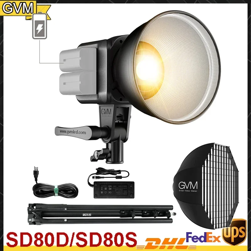 GVM SD80S SD80D 80W Spoltlight Daylight LED Video Light Kit 5600K Photography Lighting With Softbox
GVM SD80S SD80D 80W Spoltlight Daylight LED Video Light Kit 5600K Photography Lighting With Softbox