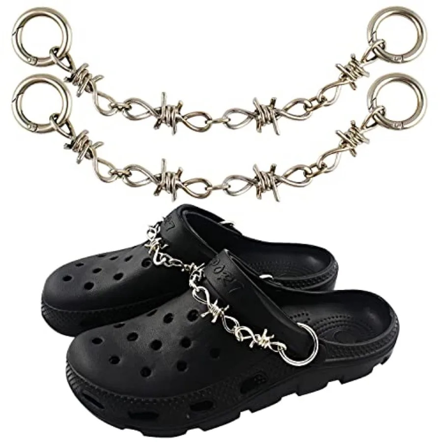 VIQWYIC Shoes Metal Chain Spikes Charms, Cool Punk Barbed Chain Charms for Sandals Clog Accessories Shoe Decorations for Men Wo
VIQWYIC Shoes Metal Chain Spikes Charms, Cool Punk Barbed Chain Charms for Sandals Clog Accessories Shoe Decorations for Men Wo