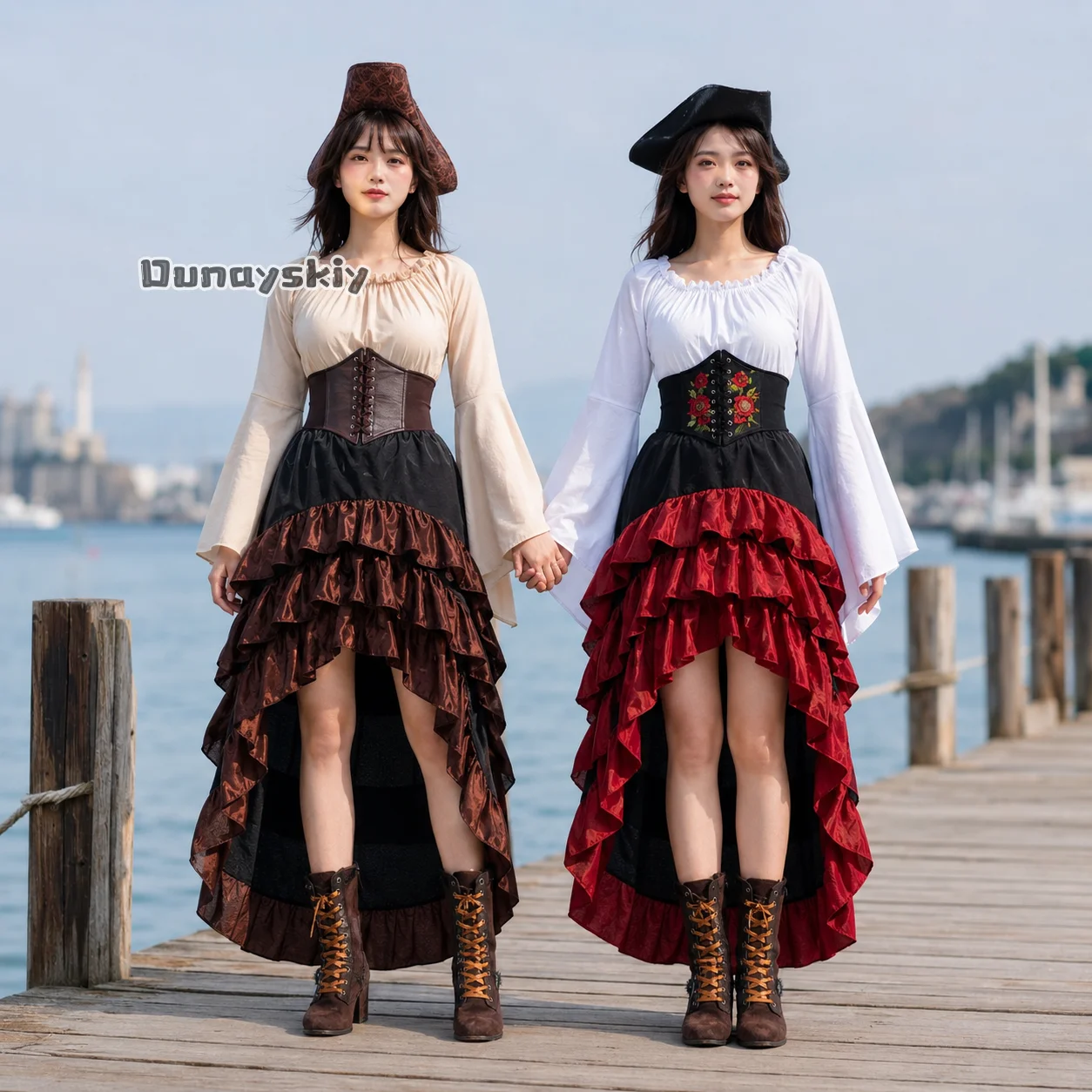 Pirate Queen Outfit for Halloween Irregular Corset Ruffled Long Dress Navigator Cosplay Costume Medieval Style Skull Dress
Pirate Queen Outfit for Halloween Irregular Corset Ruffled Long Dress Navigator Cosplay Costume Medieval Style Skull Dress