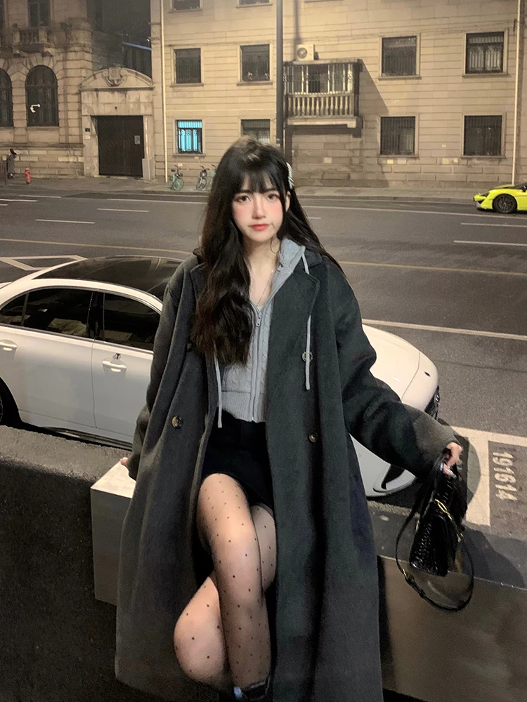 Cuitcuit Women's Mid-Length Wool Blend Coat Thiened Korean Sle Commute Pure Color Long Sve Button Plaet Striped
Cuitcuit Women's Mid-Length Wool Blend Coat Thiened Korean Sle Commute Pure Color Long Sve Button Plaet Striped
