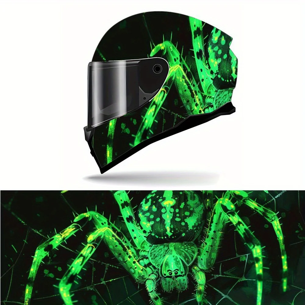 Киберпанк Sci-Fi зеленый паук с принтом, полная наклейка на шлем, мотоциклетный шлем, гоночная графическая наклейка, виниловая пленка, украшение для шлема 
Киберпанк Sci-Fi зеленый паук с принтом, полная наклейка на шлем, мотоциклетный шлем, гоночная графическая наклейка, виниловая пленка, украшение для шлема