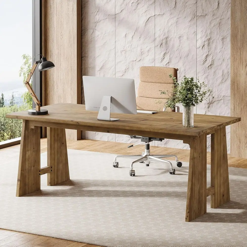 70.9 Long Solid Wood Executive Desk with Sturdy Legs, Ideal for Home or Office, Brown
70.9 Long Solid Wood Executive Desk with Sturdy Legs, Ideal for Home or Office, Brown