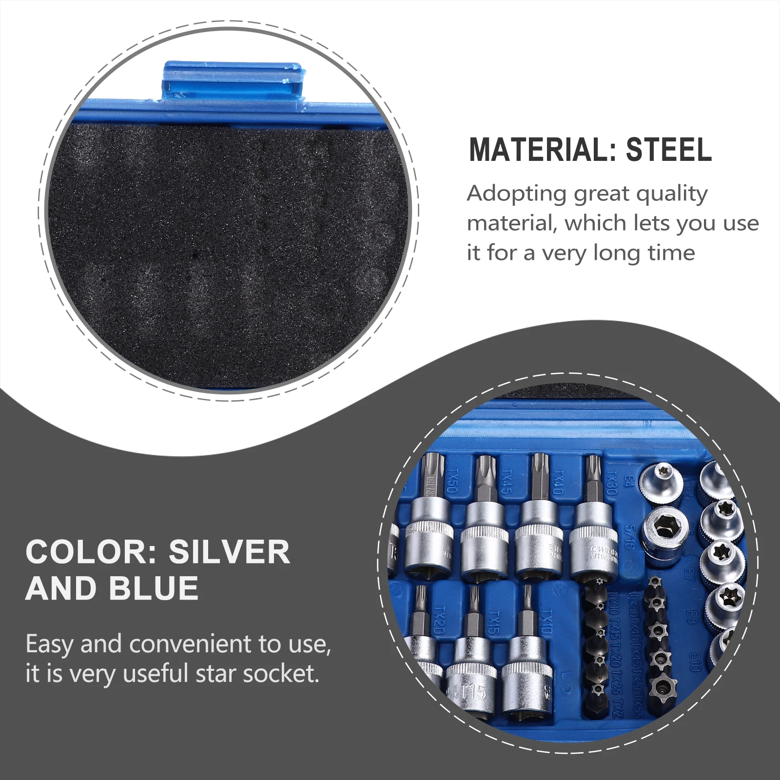 34pcs Bit Set E Socket Star External Torque Tools E Socket Mechanics Car Bike Lawn Appliances Machinery 
34pcs Bit Set E Socket Star External Torque Tools E Socket Mechanics Car Bike Lawn Appliances Machinery