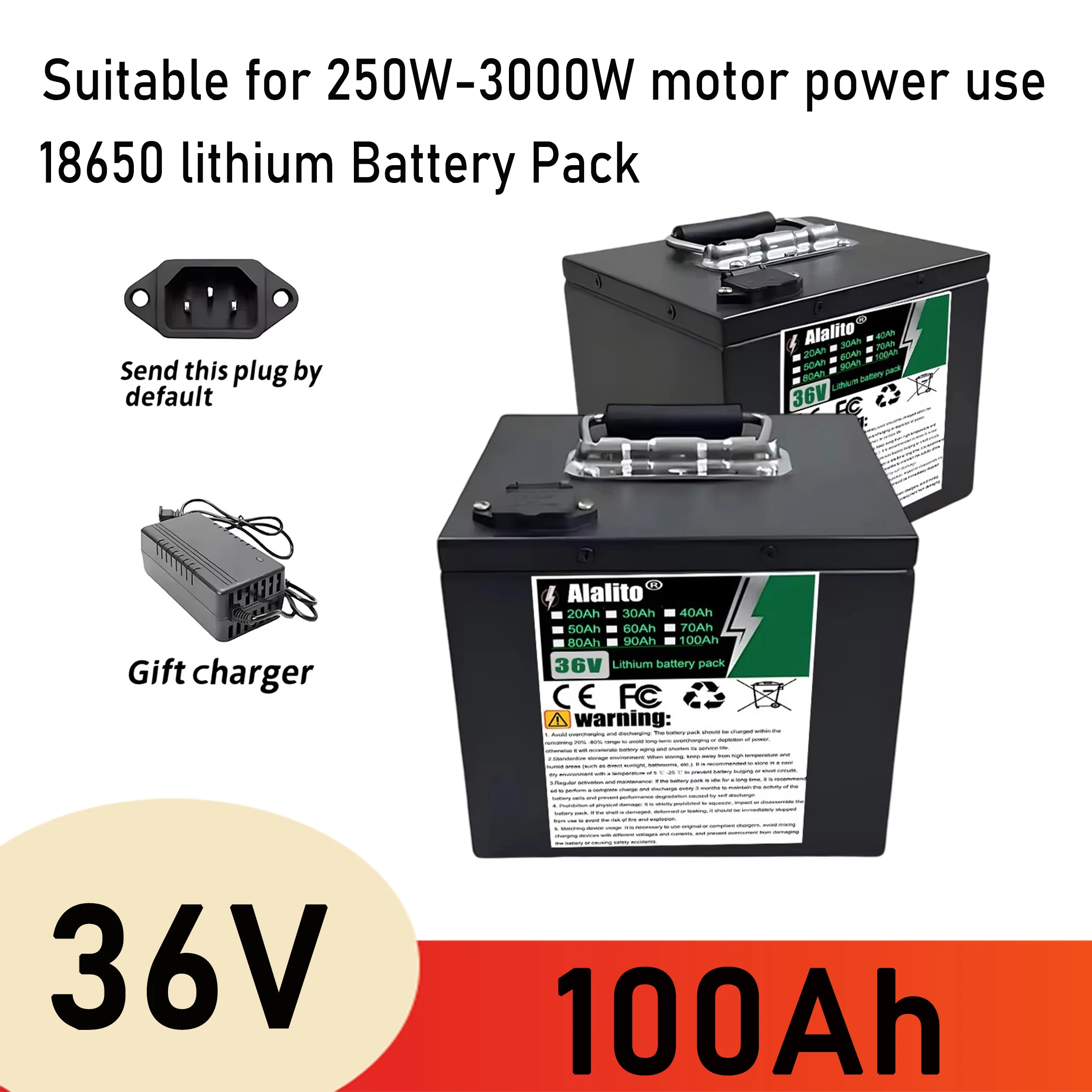Air freight, 36V 100Ah, sufficient capacity, new 18650 lithium battery, suitable for motors below 3000W
Air freight, 36V 100Ah, sufficient capacity, new 18650 lithium battery, suitable for motors below 3000W