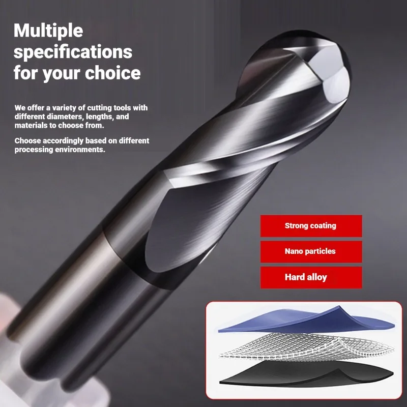 HRC70 2 Flute Dynamic Ball End Mill Tungsten Carbide Cutter CNC Router Bit Extended For Titanium Alloy Stainless Steel Machining
HRC70 2 Flute Dynamic Ball End Mill Tungsten Carbide Cutter CNC Router Bit Extended For Titanium Alloy Stainless Steel Machining