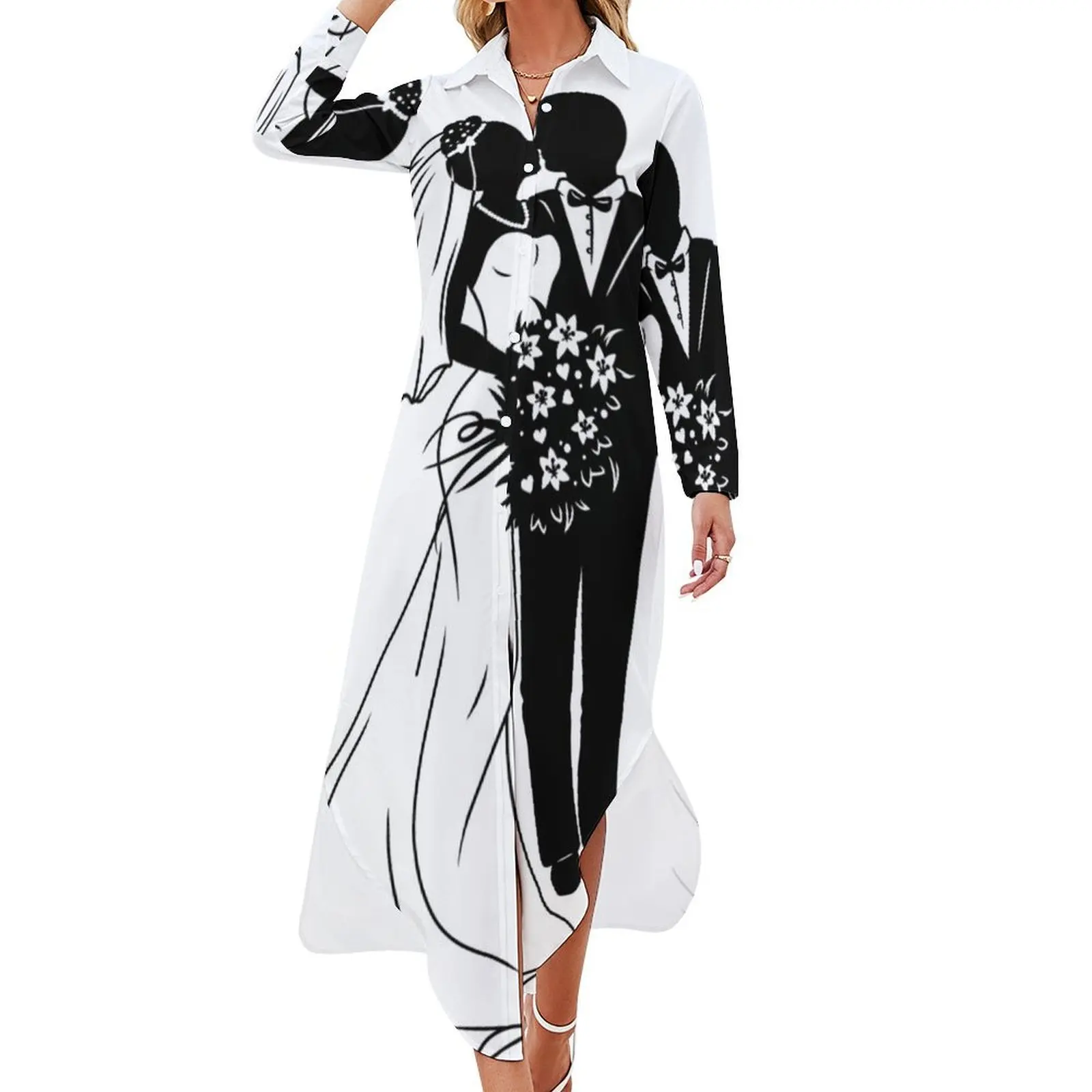 Bridal couple silhouette Long Sleeved Shirt Dress Clothing women's evening dresses
Bridal couple silhouette Long Sleeved Shirt Dress Clothing women's evening dresses