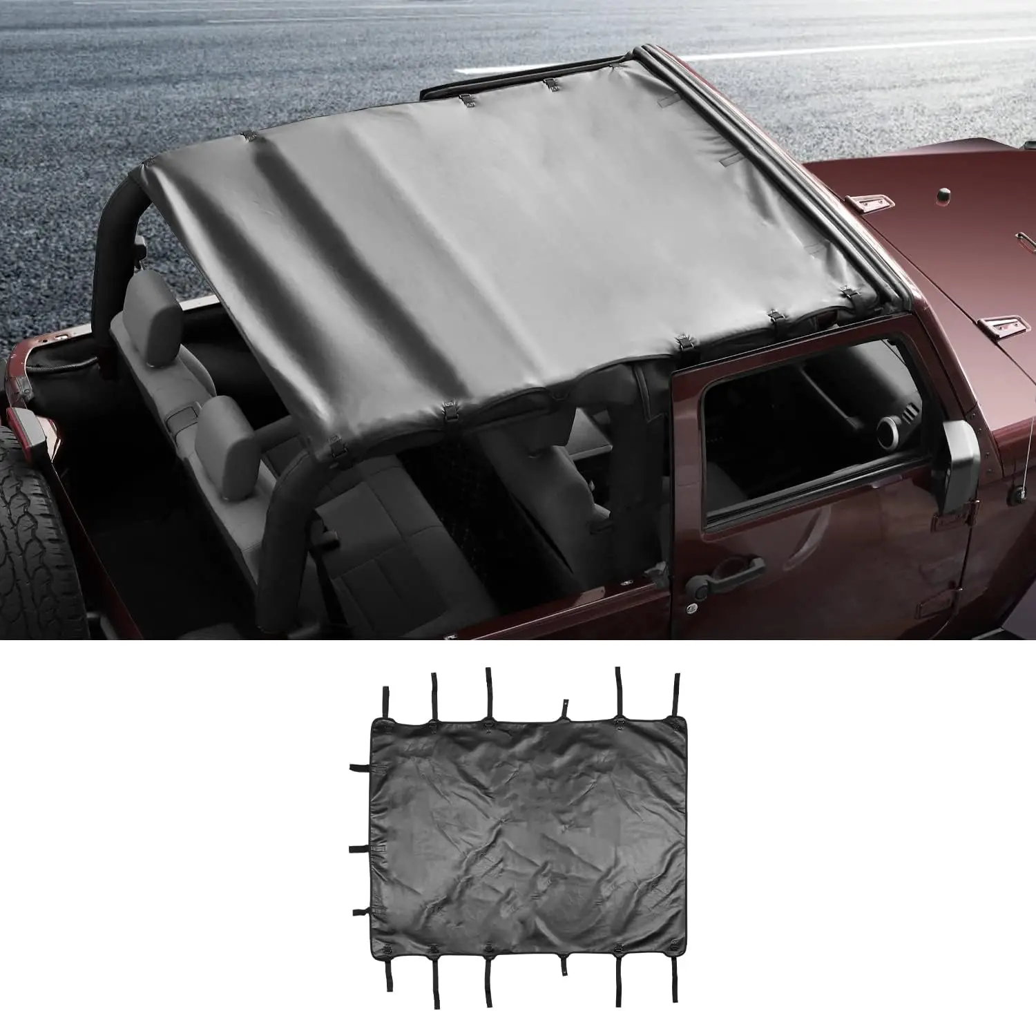 Bikini Top Roof Cover Compatible with Jeep Wrangler JK 2007-2018 2 Door, Soft Top Sunshade UV Blocker Bikini Top
Bikini Top Roof Cover Compatible with Jeep Wrangler JK 2007-2018 2 Door, Soft Top Sunshade UV Blocker Bikini Top