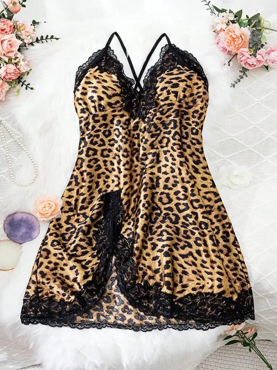 Leopard Print Sleeveless Lace Nightgown Women Loungewear
Leopard Print Sleeveless Lace Nightgown Women Loungewear