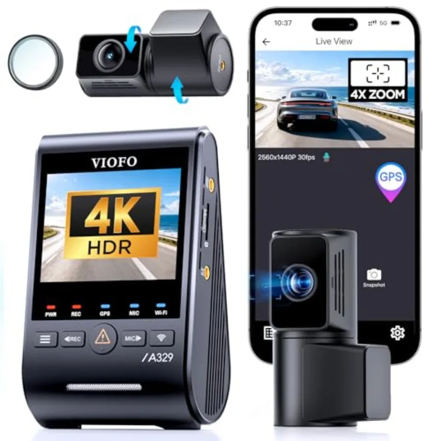 Dash cam for vehicles, A329T model, black, 4K front + 2K telephoto + 2K rear triple-channel recording with STARVIS 2 sensors, p
Dash cam for vehicles, A329T model, black, 4K front + 2K telephoto + 2K rear triple-channel recording with STARVIS 2 sensors, p