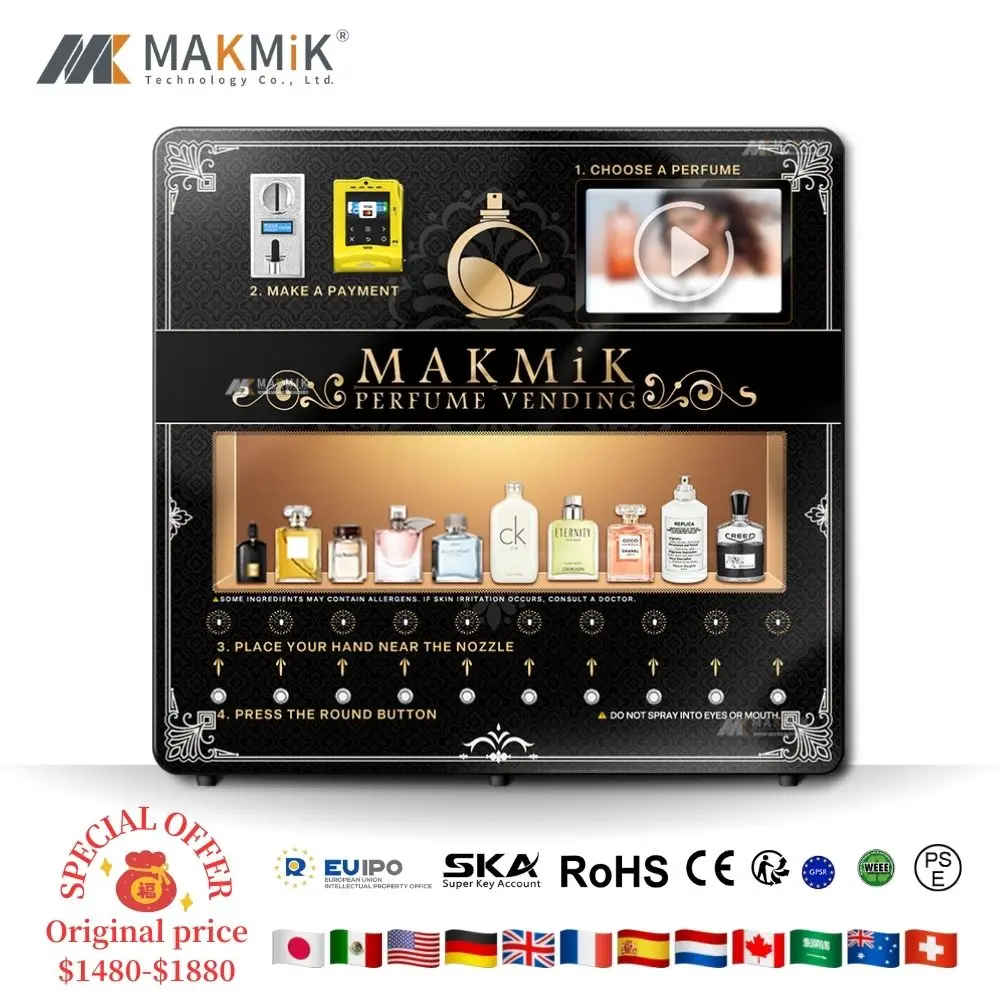 Wall Mounted Luxury Compact 10 Nozzle Perfume Spray Vending Machine for Toilets and Plazas, Nayax Payment Device
Wall Mounted Luxury Compact 10 Nozzle Perfume Spray Vending Machine for Toilets and Plazas, Nayax Payment Device