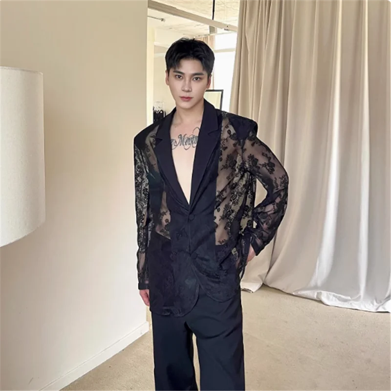 2025 Summer thin see-through jacquard suit jacket for men, high-end design, embroidered, sexy and sun-protective top
2025 Summer thin see-through jacquard suit jacket for men, high-end design, embroidered, sexy and sun-protective top