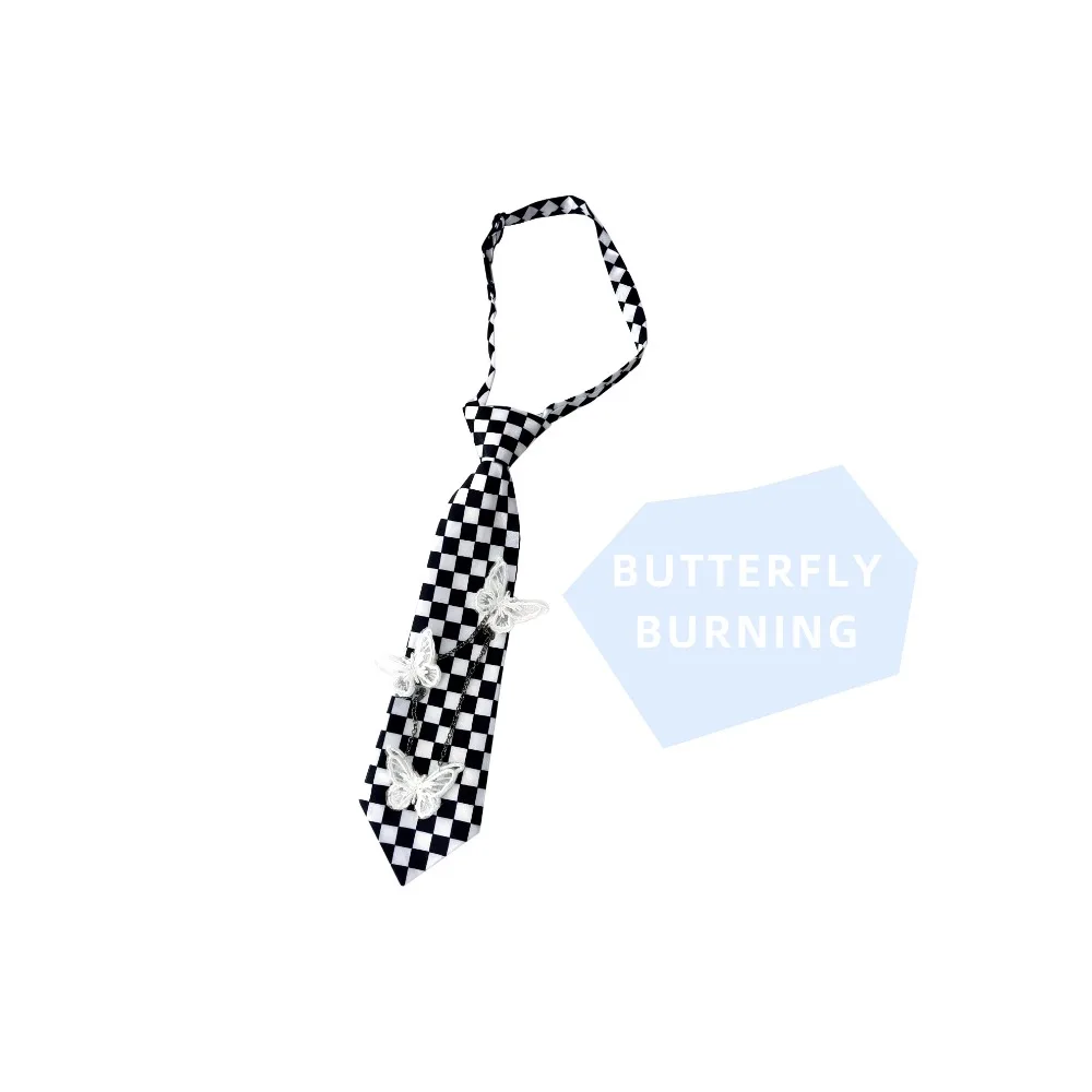 Original Handmade Butterfly Tie Chain Black and White Plaid Short Free Tie Punk Cute Dark Men Ties White Shirt Women Lolita
Original Handmade Butterfly Tie Chain Black and White Plaid Short Free Tie Punk Cute Dark Men Ties White Shirt Women Lolita