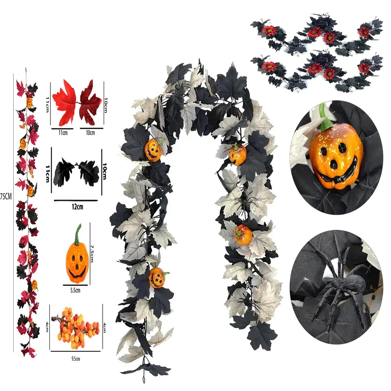 1 Halloween Wreath - 5.74ft Gothic Maple Leaves And Pumpkin Vines With Spooky Decorations To Create A Spooky Holiday And Firepla
1 Halloween Wreath - 5.74ft Gothic Maple Leaves And Pumpkin Vines With Spooky Decorations To Create A Spooky Holiday And Firepla