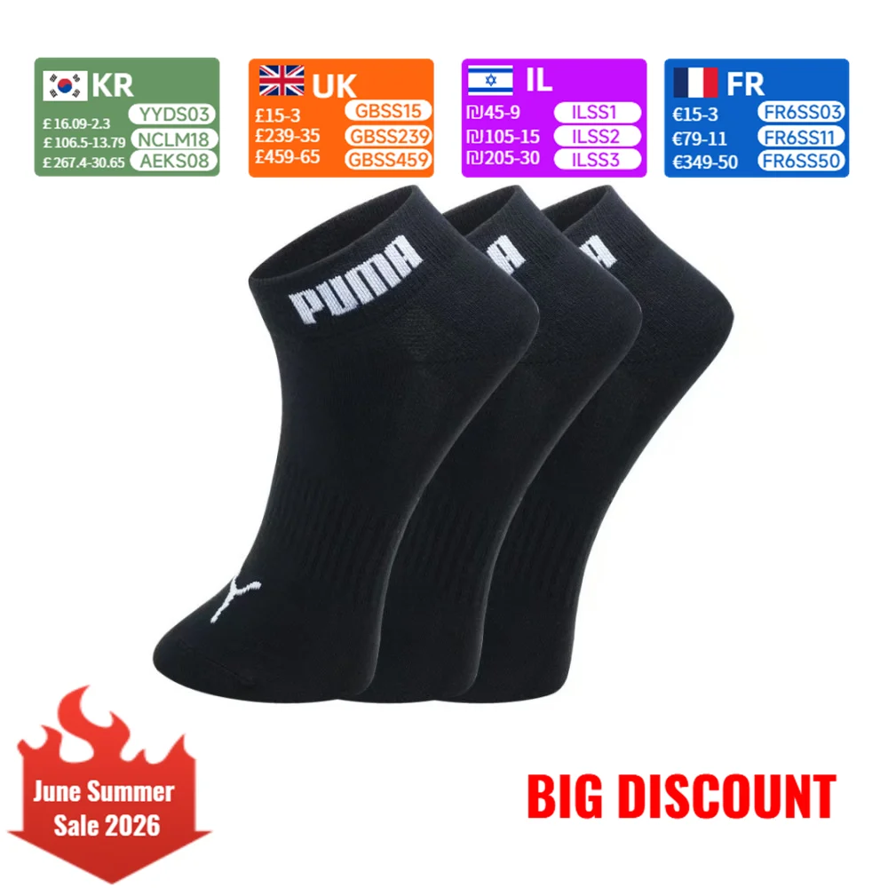 PUMA Solid-Color Logo Classic Versatile Athletic Casual Breathable Low-Cut Socks (Unisex) - Black, 3-Pack 181534002-200-035
PUMA Solid-Color Logo Classic Versatile Athletic Casual Breathable Low-Cut Socks (Unisex) - Black, 3-Pack 181534002-200-035