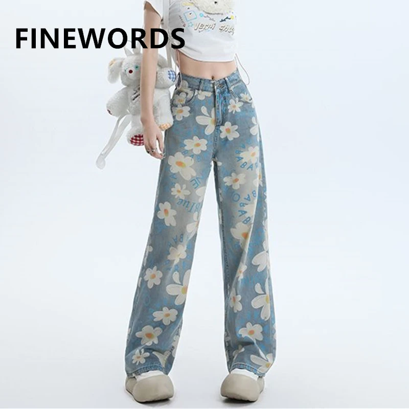 FINEWORDS Casual High Waist Magritte Printed Jeans Women Easymatch Korean Wide Leg Jeans Retro Streetwear Washed Baggy Jeans
FINEWORDS Casual High Waist Magritte Printed Jeans Women Easymatch Korean Wide Leg Jeans Retro Streetwear Washed Baggy Jeans