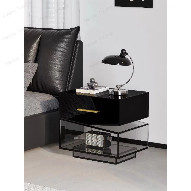 Italian minimalist bedside table light luxury high-end sense home bedroom black bedside table design sense niche
Italian minimalist bedside table light luxury high-end sense home bedroom black bedside table design sense niche