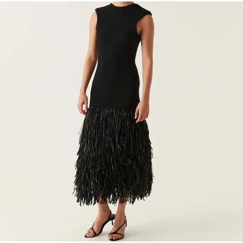 European And American Style Spring Summer Dress Personality Street Solid Color Patchwork Knitted Midi Dress
European And American Style Spring Summer Dress Personality Street Solid Color Patchwork Knitted Midi Dress