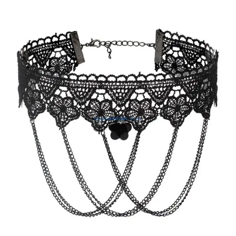 N7YF Steampunk Statement Necklace Tassel Black Lace Neck Chain Party Favor for Girls
N7YF Steampunk Statement Necklace Tassel Black Lace Neck Chain Party Favor for Girls